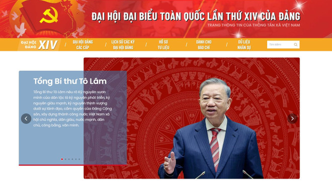 ទំព័រព័ត៌មានពិសេសស្តីពីសមាជជាតិលើកទី១៤ របស់បក្ស (មានអាសយដ្ឋាន https://daihoidang.vn) គឺជាទំព័រព័ត៌មានពិសេសមួយក្នុងចំនោមទំព័រព័ត៌មានពិសេសខ្នាតធំ ដែលផ្តល់ព័ត៌មានផ្លូវការ ពេញលេញ និងទាន់ពេលវេលា ស្តីពីសកម្មភាពឈានទៅដល់សមាជជាតិលើកទី១៤ របស់បក្ស។ trng-dai-hoi-dang.jpg