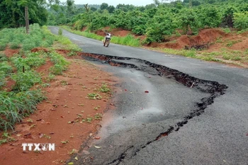 Sụt lún ở Đắk Nông. (Nguồn: TTXVN)