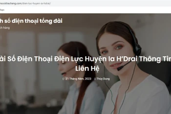 Trang web https://chamsockhachang.com/dien-luc-huyenia-hdrai/ giả mạo thông tin của Công ty Điện lực Kon Tum. (Ảnh: TTXVN phát) 