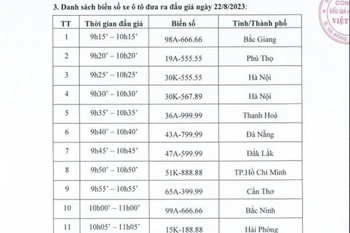 Phiên đấu giá trực tuyến biển số xe ôtô đầu tiên diễn ra ngày 22/8