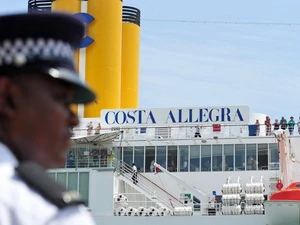 Tàu du lịch hạng sang Costa Allegra sau khi cập cảng ngày 1/3. (Nguồn: Getty Images)