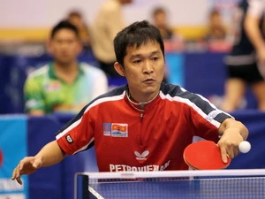 Tay vợt Đoàn Kiến Quốc. (Ảnh: Quang Nhựt/TTXVN)