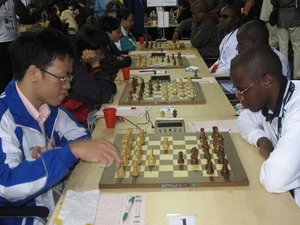 Kỳ thủ Việt Nam trong 1 trận thi đấu. (Ảnh: Cường Dũng/TTXVN)