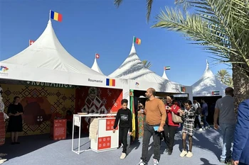 Khách tham quan các gian hàng giới thiệu sản phẩm các nước Pháp ngữ. (Ảnh: Thu Hà/TTXVN)