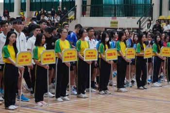 18 đại diện xuất sắc từ các tỉnh thành Hà Nội-Huế-Thành phố Hồ Chí Minh sẽ tranh tài tại Vòng chung kết Giải Bóng chuyền Sinh viên Toàn quốc năm 2023. (Ảnh: Việt Anh/Vietnam+)
