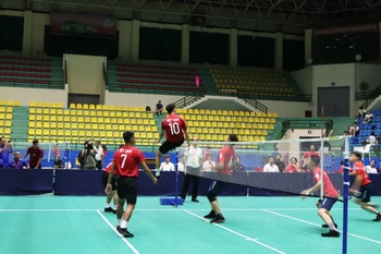 Các vận động viên tham gia thi đấu. (Ảnh: Tường Vi/TTXVN)