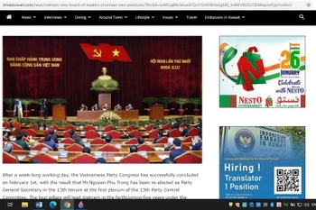 Báo điện tử Times Kuwait có bài viết đánh giá về kết quả của Đại hội đại biểu toàn quốc lần thứ XIII của Đảng Cộng sản Việt Nam. (Ảnh: Anh Tuấn/TTXVN) 