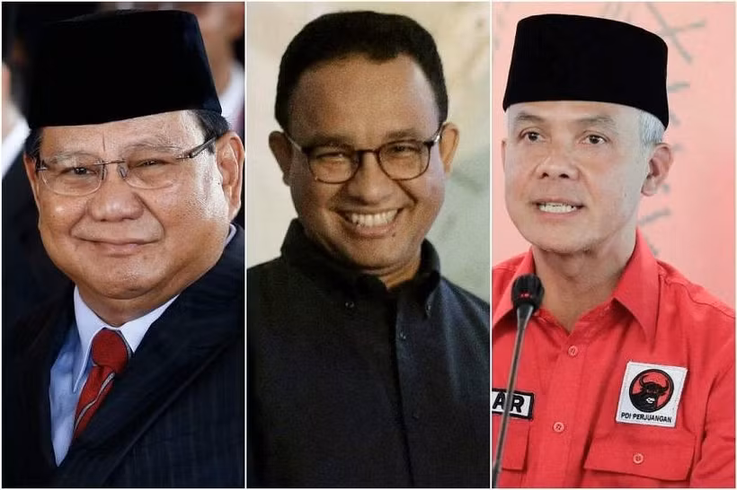 (Từ trái qua) Các ứng cử viên Bộ trưởng Quốc phòng Prabowo Subianto, cựu Thống đốc Jakarta Anies Baswedan và cựu Thống đốc tỉnh Trung Java Ganjar Pranowo. (Ảnh: Reuters)