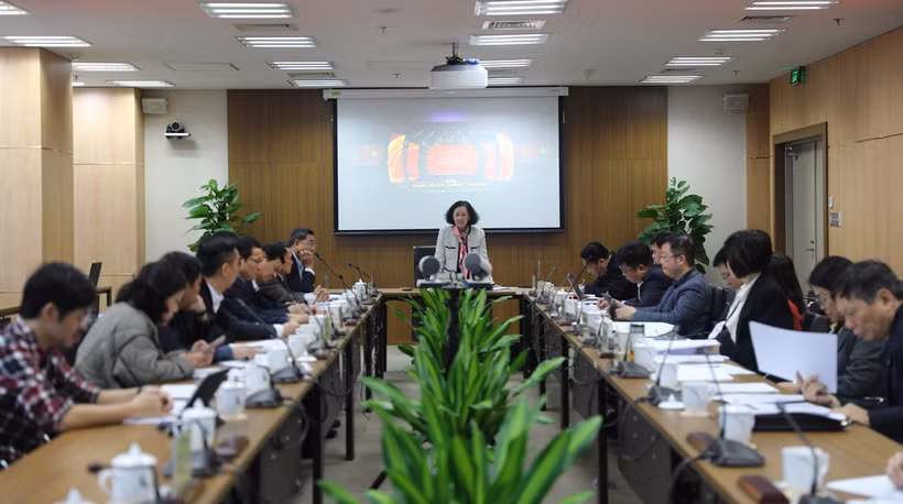 Bà Trương Thị Mai phát biểu ý kiến kết luận tại cuộc họp. (Nguồn: Xây dựng Đảng)