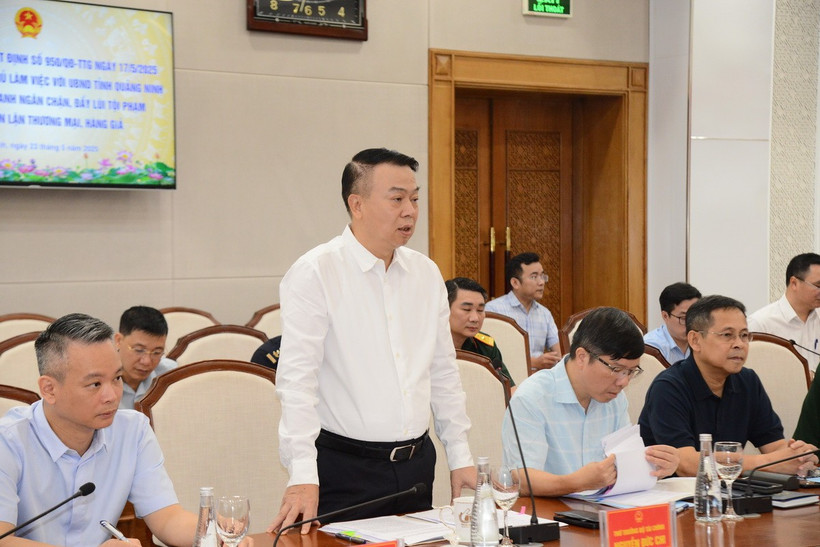 Ông Nguyễn Đức Chi, Thứ trưởng Bộ Tài chính, Tổ phó Tổ công tác, phát biểu tại buổi làm việc. (Ảnh: Thanh Vân/TTXVN)