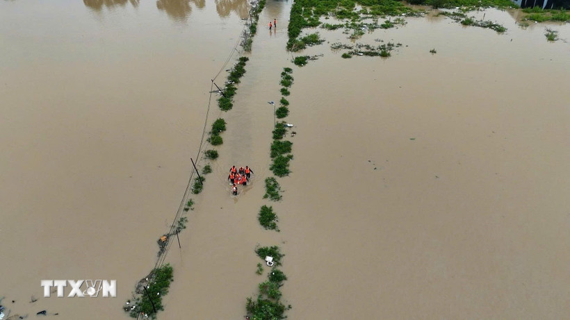 Một khu vực ngập lụt ở Khánh Hòa. (Nguồn: TTXVN phát)