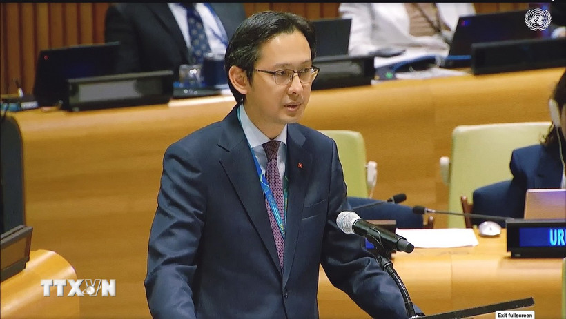 【写真】討論会で発言する、国際連合ベトナム政府代表部長のドー・フン・ベト大使(写真:TTXVN=ベトナム通信社)