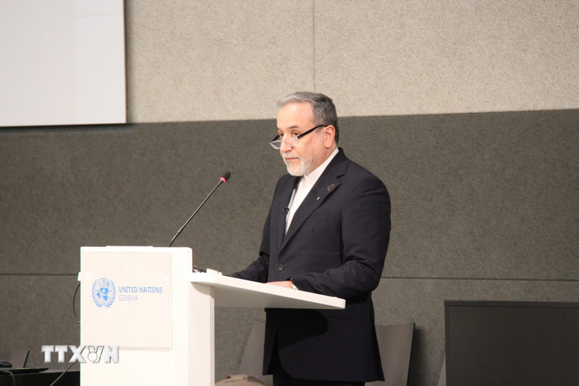 Ngoại trưởng Iran Seyed Abbas Araghchi phát biểu tại Hội nghị giải trừ vũ khí của Liên hợp quốc ở Geneva, Thuỵ Sĩ ngày 17/2/2026. (Nguồn: THX/TTXVN)