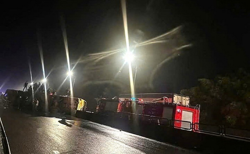 Hiện trường vụ tai nạn. (Nguồn: TTXVN phát)