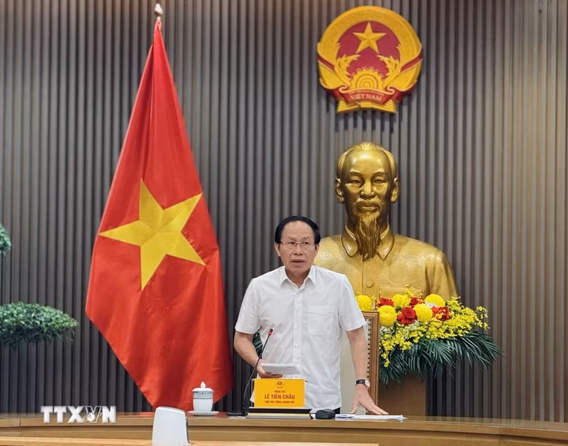 Phó Thủ tướng Lê Tiến Châu phát biểu tại cuộc họp. (Ảnh: Diệp Trương/TTXVN)