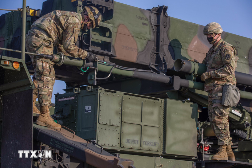 Binh sỹ thuộc lực lượng Mỹ đồn trú tại Hàn Quốc (USFK) trong một cuộc tập trận. (Nguồn: Yonhap/TTXVN)