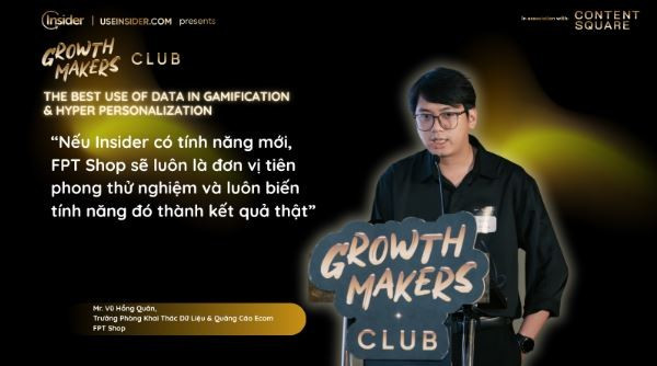 "Nếu Insider có tính năng mới, FPT Shop luôn là người tiên phong thử nghiệm và luôn biến tính năng đó thành kết quả thật," ông Vũ Hồng Quân, Trưởng phòng Khai thác dữ liệu & Quảng cáo Ecom, FPT Shop, cho biết.