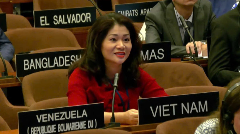 Tiến sỹ Nguyễn Phương Hòa đại diện Việt Nam phát biểu tại kỳ họp. (Nguồn: Báo Chính phủ)