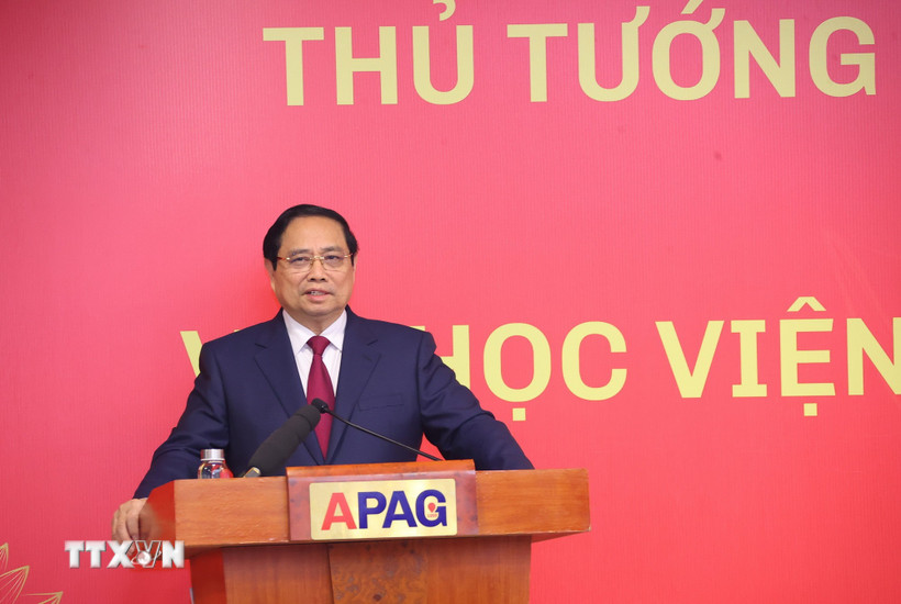 Thủ tướng Phạm Minh Chính phát biểu chỉ đạo. (Ảnh: Văn Điệp/TTXVN)