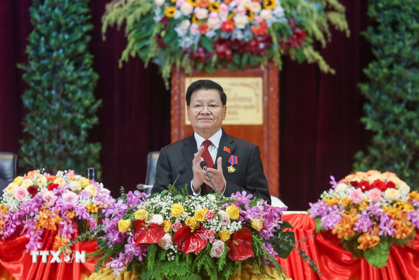 Tổng Bí thư Ban Chấp hành Trung ương Đảng Nhân dân Cách mạng Lào Thongloun Sisoulith phát biểu tại Đại hội đại biểu toàn quốc lần thứ XII Đảng NDCM Lào ngày 8/1/2026. (Nguồn: THX/TTXVN)