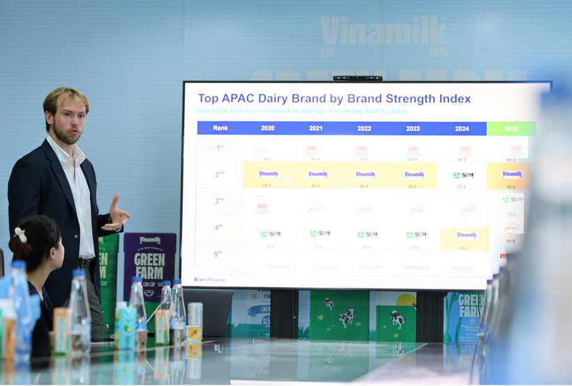 Ông Alex Haigh, Giám đốc điều hành Brand Finance khu vực châu Á-Thái Bình Dương chia sẻ về báo cáo giá trị thương hiệu năm 2025. (Ảnh: Nguyễn Hoàng/Vietnam+)