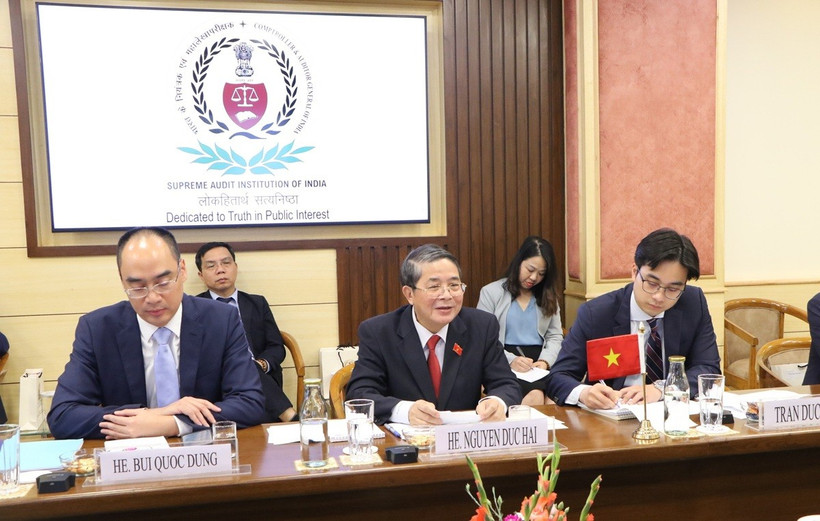 Phó Chủ tịch Quốc hội Nguyễn Đức Hải trong một buổi làm việc tại Ấn Độ. (Ảnh: Ngọc Thúy/TTXVN)