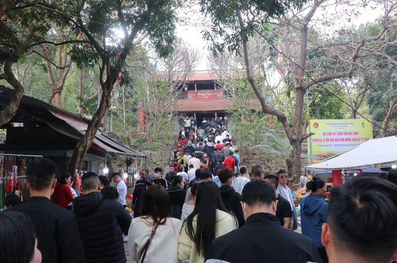 Đông đảo du khách trẩy hội Phật Tích. (Ảnh: Thanh Thương/TTXVN)