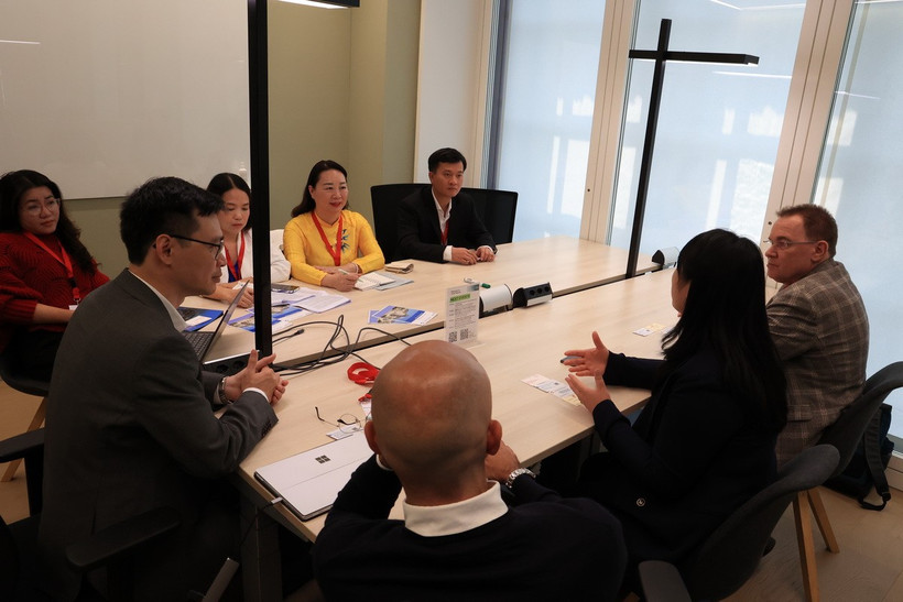 Đoàn đại biểu của Huế làm việc với các đối tác Thụy Sĩ. (Ảnh: Anh Hiển/Vietnam+)