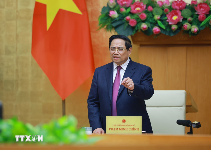 Thủ tướng Phạm Minh Chính kết luận Phiên họp lần thứ 26 của Ban chỉ đạo chống khai thác hải sản bất hợp pháp. (Ảnh: Dương Giang/TTXVN)