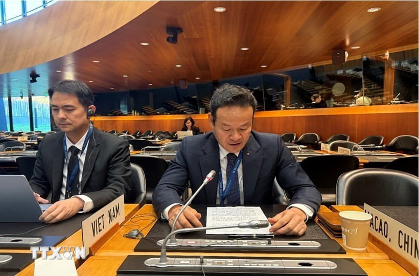 Đại sứ Mai Phan Dũng phát biểu tại phiên rà soát. (Nguồn: TTXVN phát)