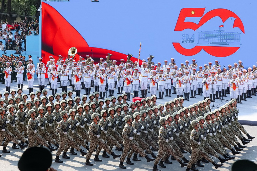 Các lực lượng tham gia Tổng duyệt. (Ảnh: Anh Tuấn/TTXVN)