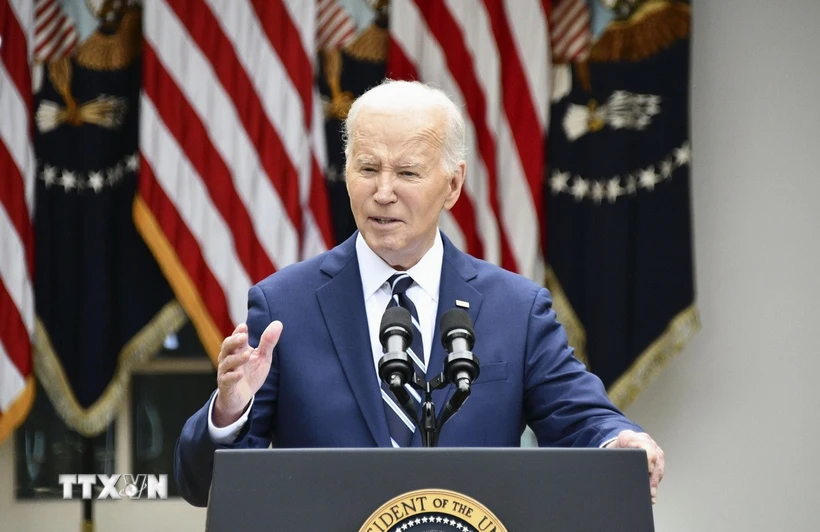 Tổng thống Mỹ Joe Biden phát biểu tại Nhà Trắng. (Ảnh: THX/TTXVN)