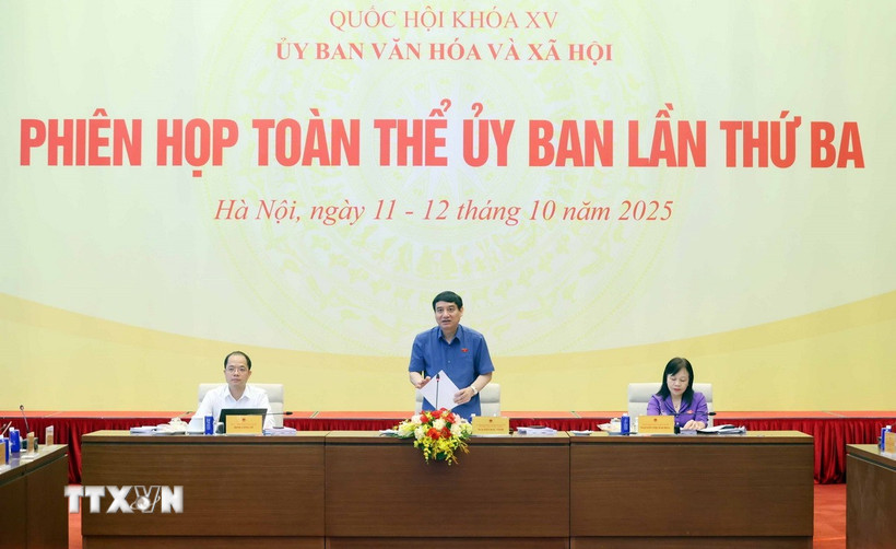 Chủ nhiệm Ủy ban Văn hóa và Xã hội của Quốc hội Nguyễn Đắc Vinh phát biểu. (Ảnh: Phạm Kiên/TTXVN)