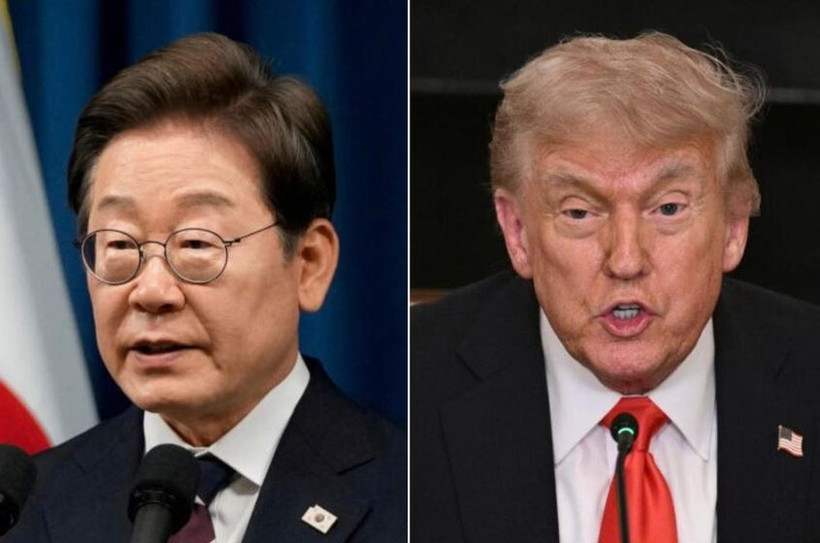 Tổng thống Hàn Quốc Lee Jae Myung và người đồng cấp Mỹ Donald Trump. (Nguồn: Reuters/EPA-EFE)