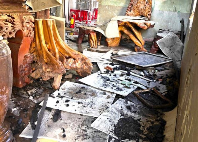 Hiện trường vụ cháy. (Nguồn: Báo Tiền Phong)