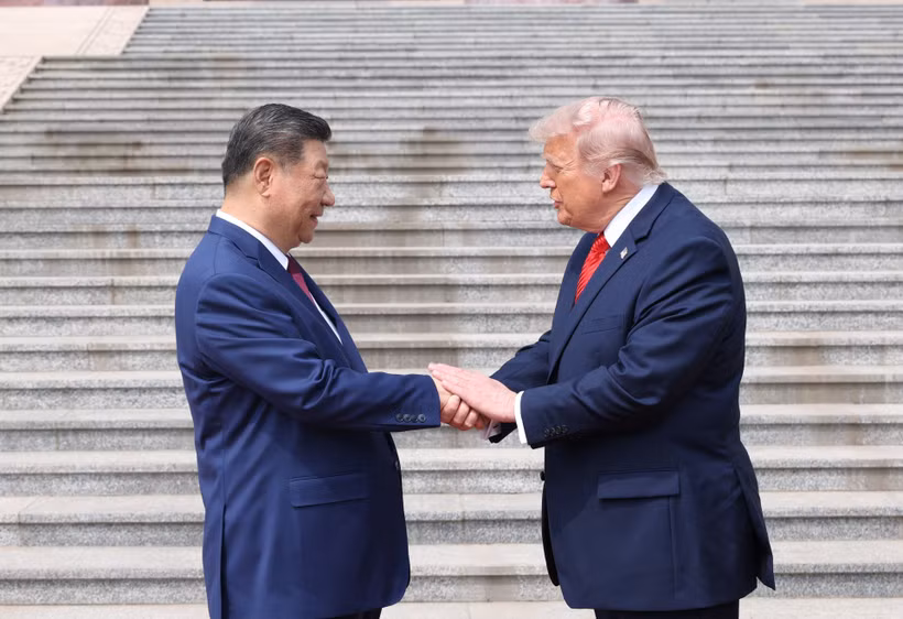 Chủ tịch Trung Quốc Tập Cận Bình và Tổng thống Mỹ Donald Trump tại cuộc gặp ở Bắc Kinh ngày 14/5/2026. (Ảnh: THX/TTXVN)