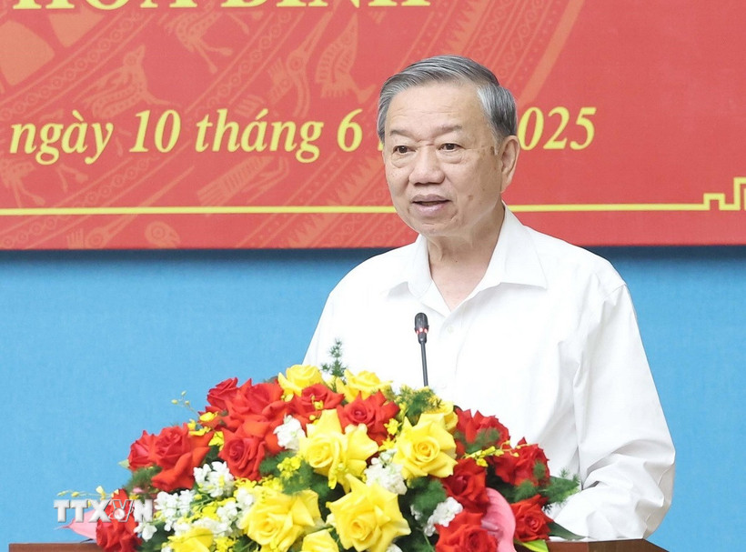 Tổng Bí thư Tô Lâm phát biểu chỉ đạo. (Ảnh: Thống Nhất/TTXVN)