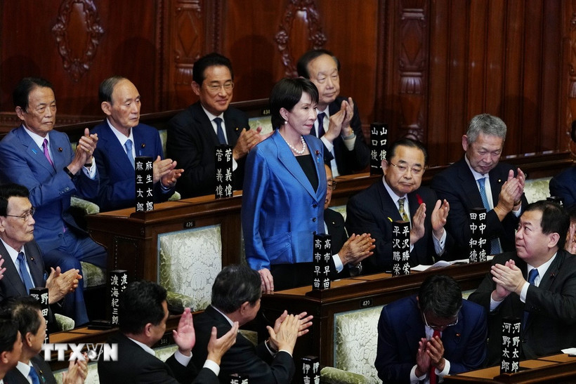 Bà Sanae Takaichi được bầu làm Thủ tướng Nhật Bản trong cuộc họp Hạ viện ở Tokyo ngày 21/10/2025. (Nguồn: THX/TTXVN)