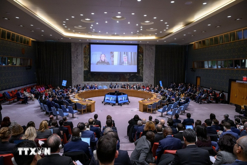 Toàn cảnh phiên họp khẩn của Hội đồng Bảo an Liên hợp quốc về tình hình Venezuela ở New York, Mỹ ngày 5/1/2026. (Nguồn: THX/TTXVN)
