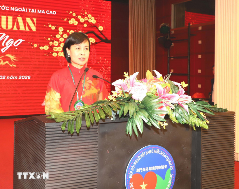 Tổng Lãnh sự Việt Nam tại Hong Kong và Macau Lê Đức Hạnh phát biểu tại chương trình. (Ảnh: Xuân Vịnh/TTXVN)