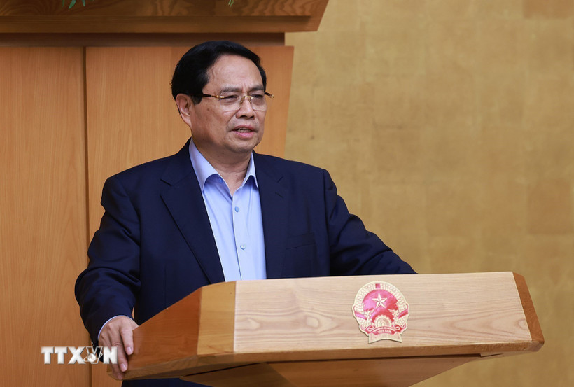 Thủ tướng Phạm Minh Chính chủ trì Phiên họp Chính phủ thường kỳ tháng 10/2025. (Ảnh: Dương Giang/TTXVN)