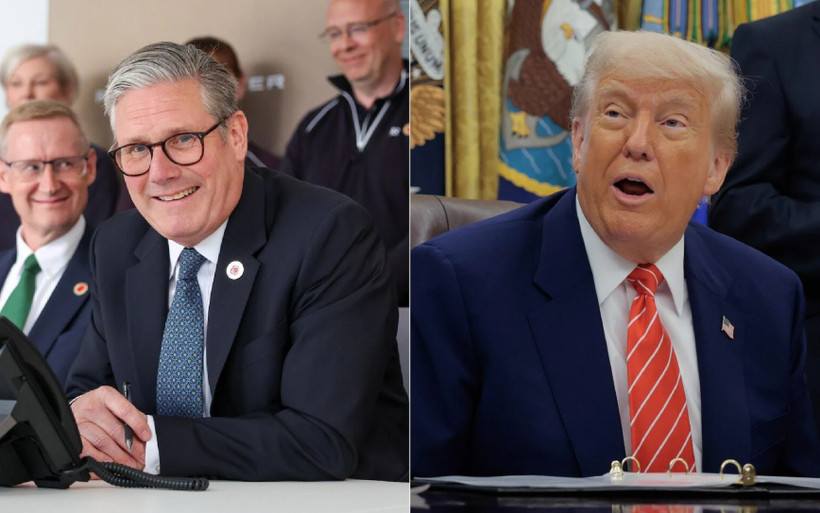 Tổng thống Mỹ Donald Trump (phải) và Thủ tướng Anh Keir Starmer. (Nguồn: Telegraph)
