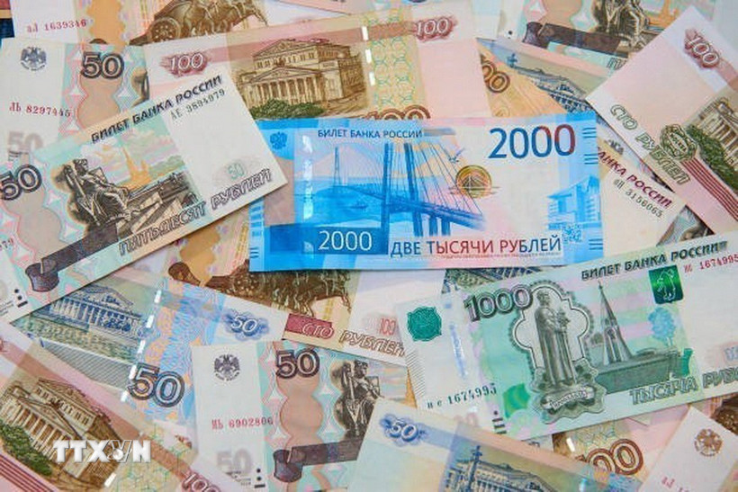 Đồng tiền ruble của Nga. (Nguồn: Getty Images/ TTXVN)