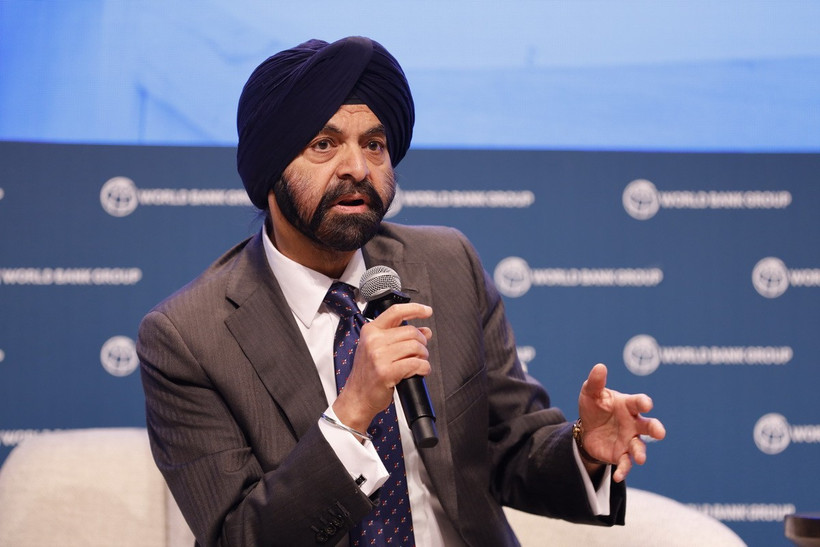 Chủ tịch WB Ajay Banga phát biểu tại một sự kiện trong khuôn khổ Hội nghị mùa Xuân 2025 của WB và IMF ở Washington, Mỹ ngày 22/4/2025. (Ảnh: THX/TTXVN)