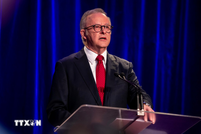 Thủ tướng Australia Anthony Albanese trong bài phát biểu ở Sydney. (Nguồn: THX/TTXVN)