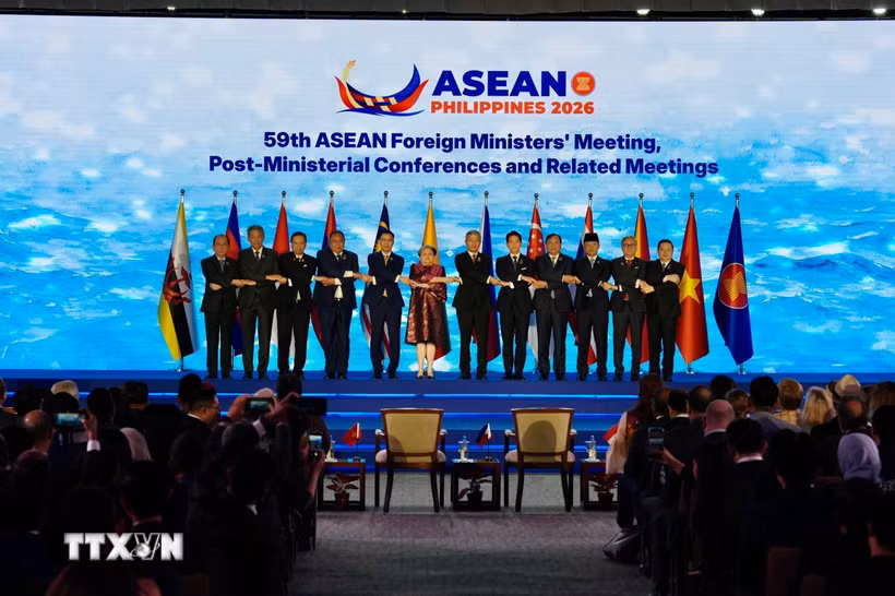 Bộ trưởng Ngoại giao các nước ASEAN dự lễ khai mạc AMM-59. (Ảnh: TTXVN phát)