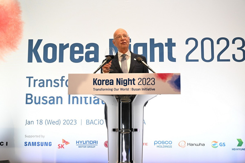 Ông Klaus Schwab phát biểu tại một sự kiện ở Davos, Thụy Sĩ ngày 18/1/2023. (Ảnh: Yonhap/TTXVN)