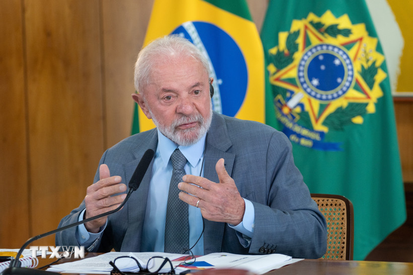 Tổng thống Brazil Luiz Inacio Lula da Silva phát biểu tại Brasilia. (Ảnh: THX/TTXVN)