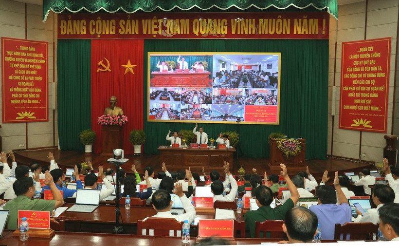 Ngày 26/3, Tỉnh ủy Hậu Giang tổ chức Hội nghị Ban Chấp hành Đảng bộ tỉnh lần thứ 21, nhiệm kỳ 2020-2025. (Ảnh: Duy Khương/TTXVN)