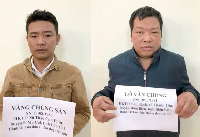 Hai đối tượng bị cảnh sát bắt giữ. (Nguồn: Công an cung cấp).